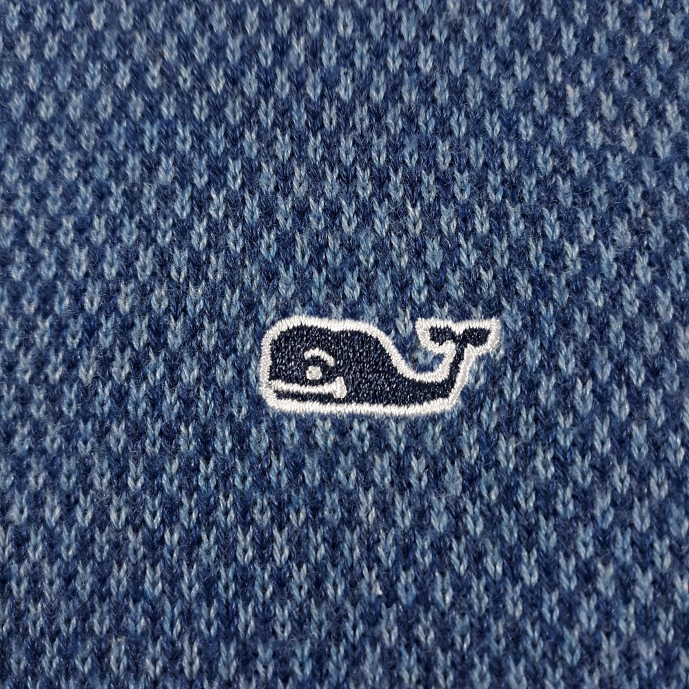 Vineyard Vines Merino Wool Sweater Mens Medium Blue Whale Logo 1/4 Zip Knit - Picture 6 of 11